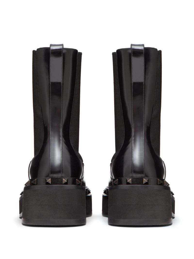 Black M-way Rockstud Beatle Boots