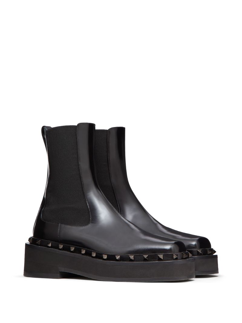 Black M-way Rockstud Beatle Boots