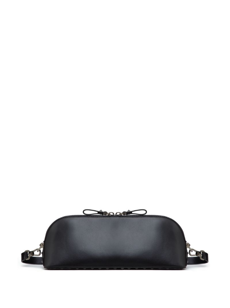 Black Rockstud Leather Clutch Bag