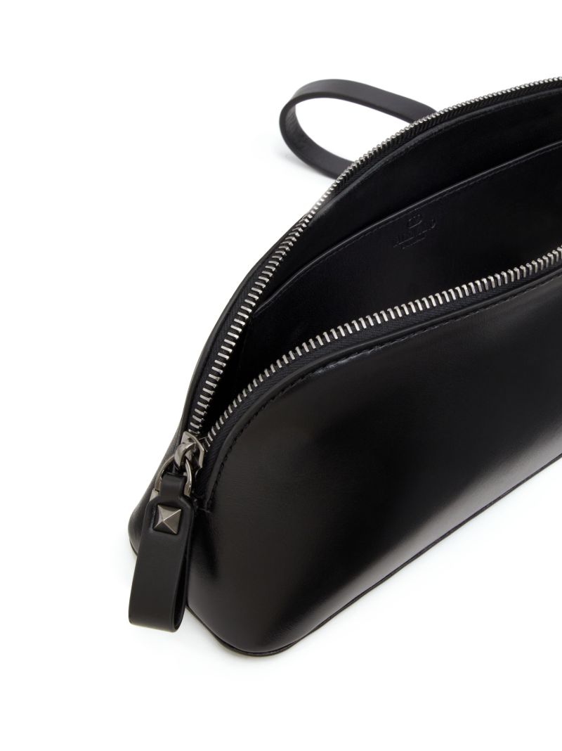 Black Rockstud Leather Clutch Bag