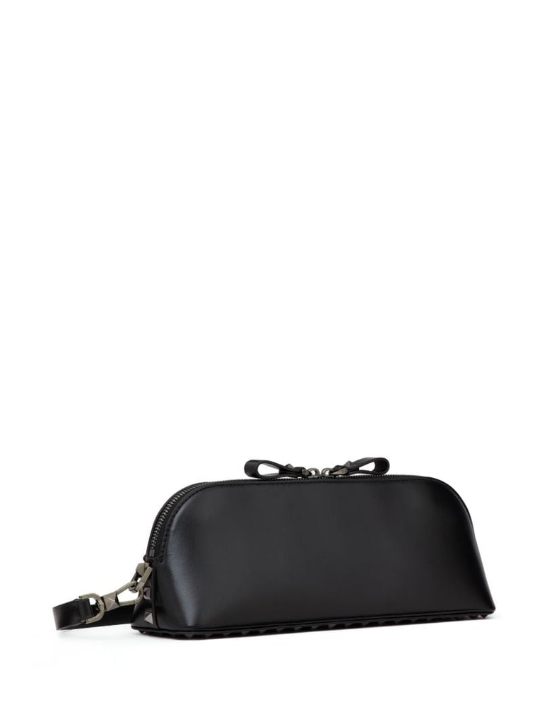 Black Rockstud Leather Clutch Bag