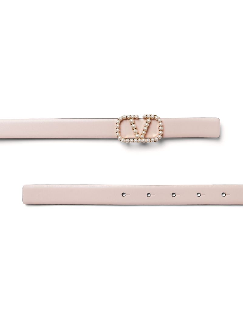 Pink Vlogo Signature Reversible Leather Belt