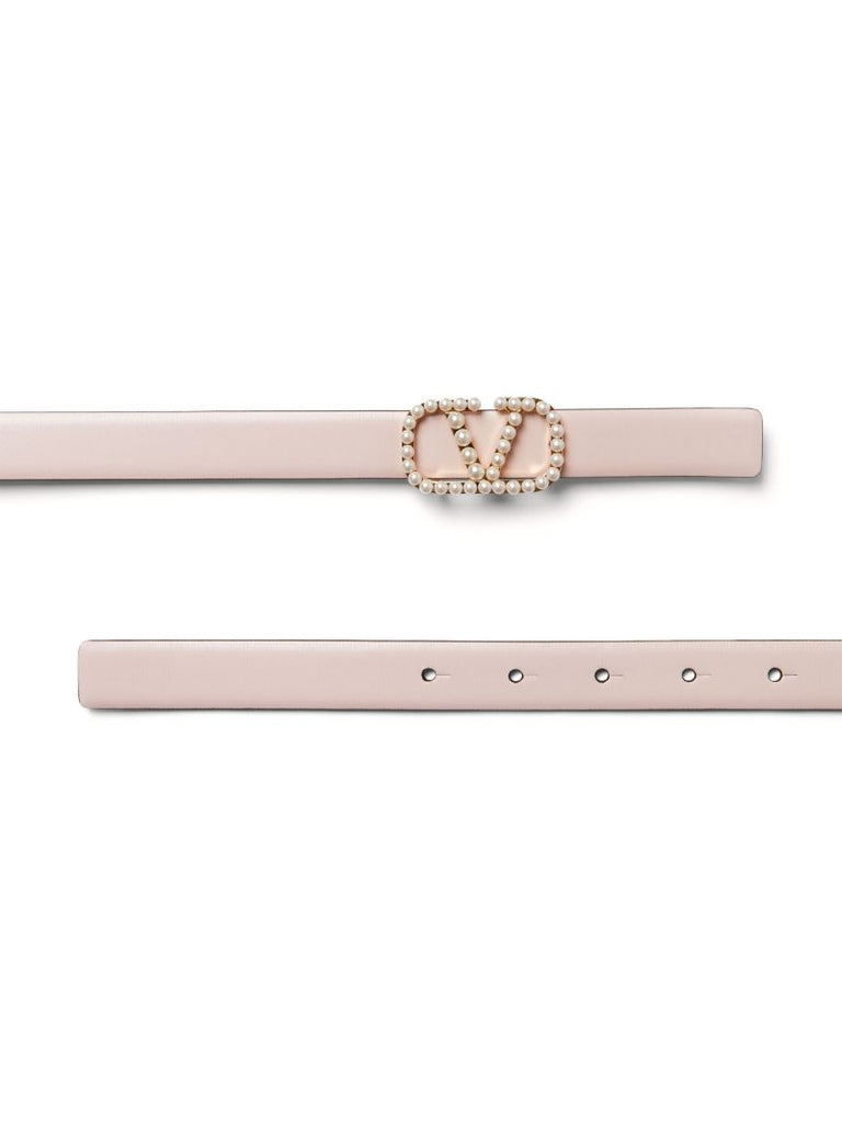 Pink Vlogo Signature Reversible Leather Belt