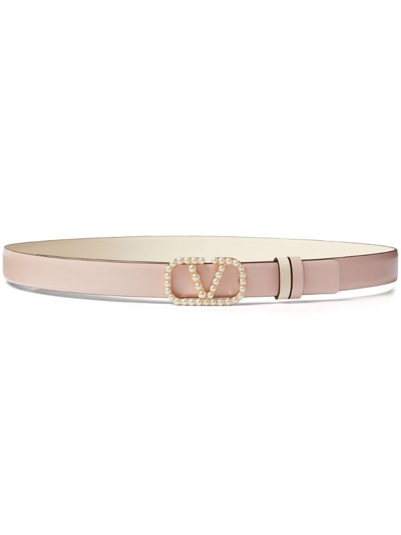 Pink Vlogo Signature Reversible Leather Belt