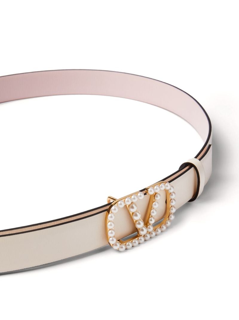 Pink Vlogo Signature Reversible Leather Belt
