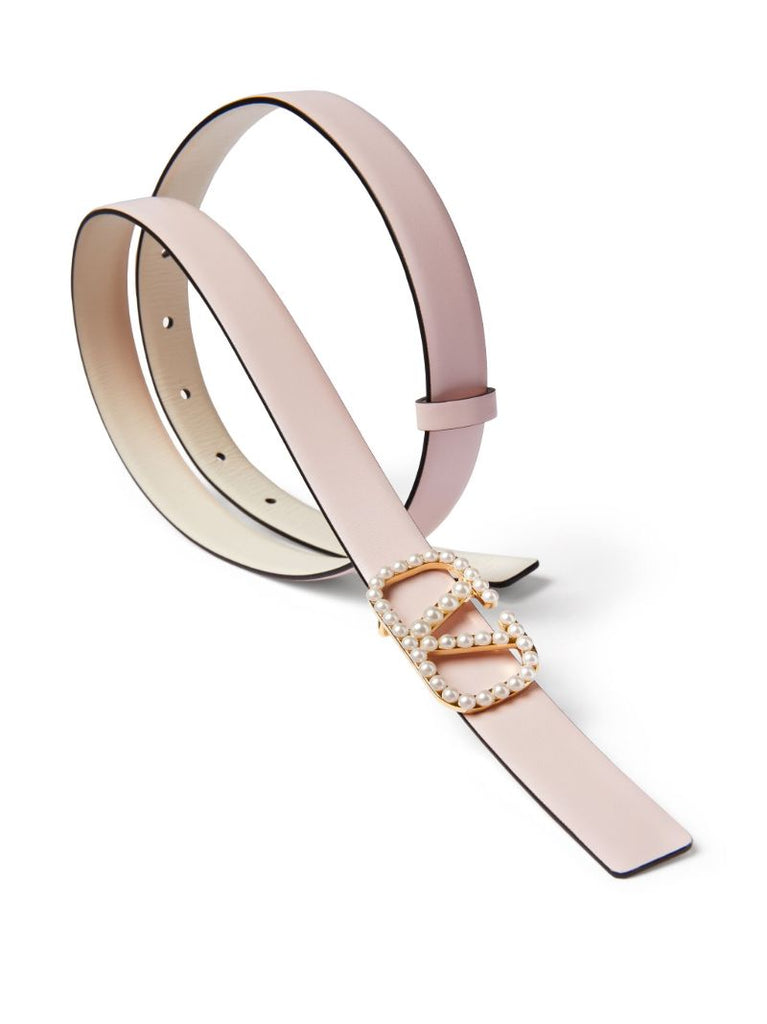 Pink Vlogo Signature Reversible Leather Belt
