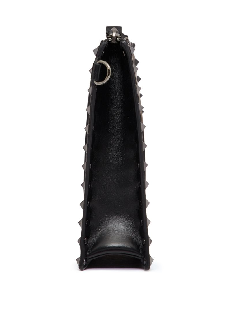 Black Rockstud Leather Clutch Bag