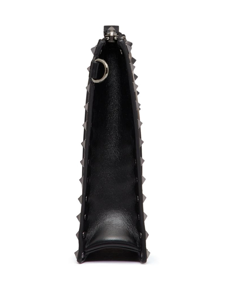 Black Rockstud Leather Clutch Bag