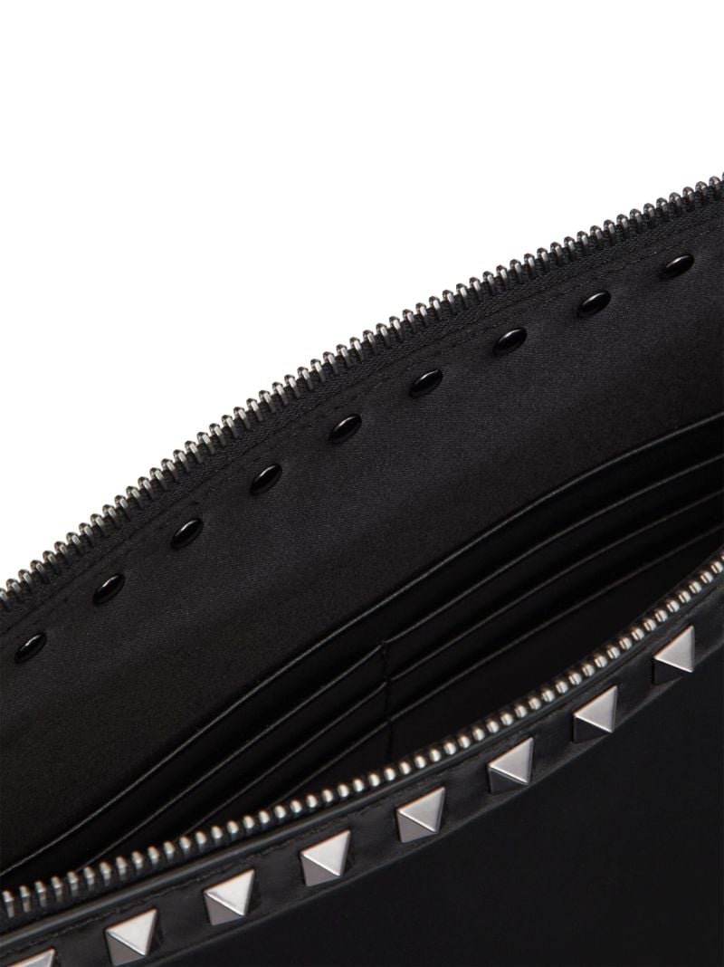 Black Rockstud Leather Clutch Bag