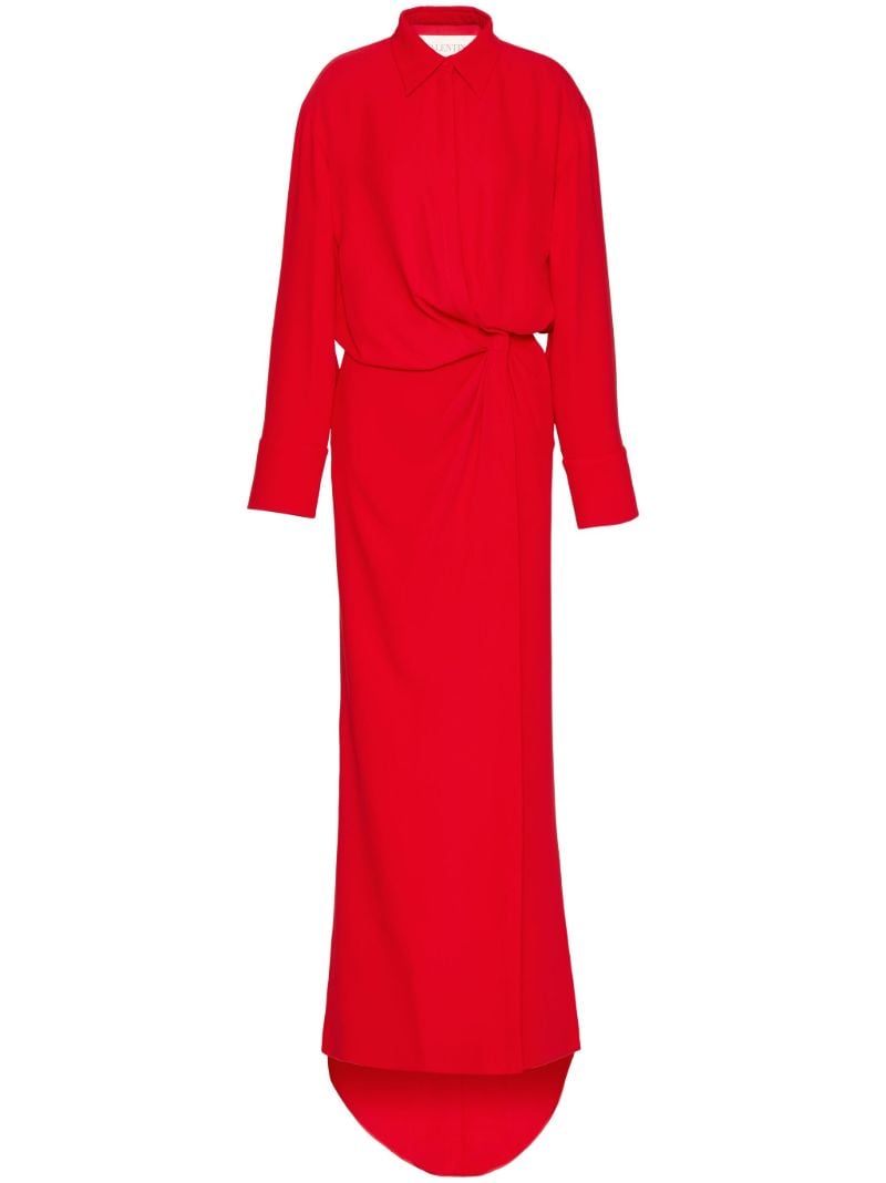 Red Silk Train Shirt Dress