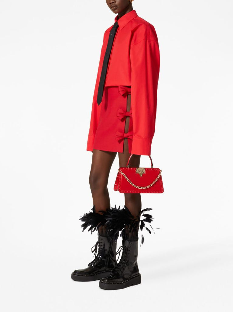 Red Bow-embellished Mini Skirt