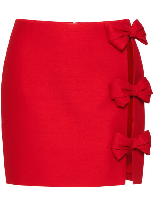 Red Bow-embellished Mini Skirt