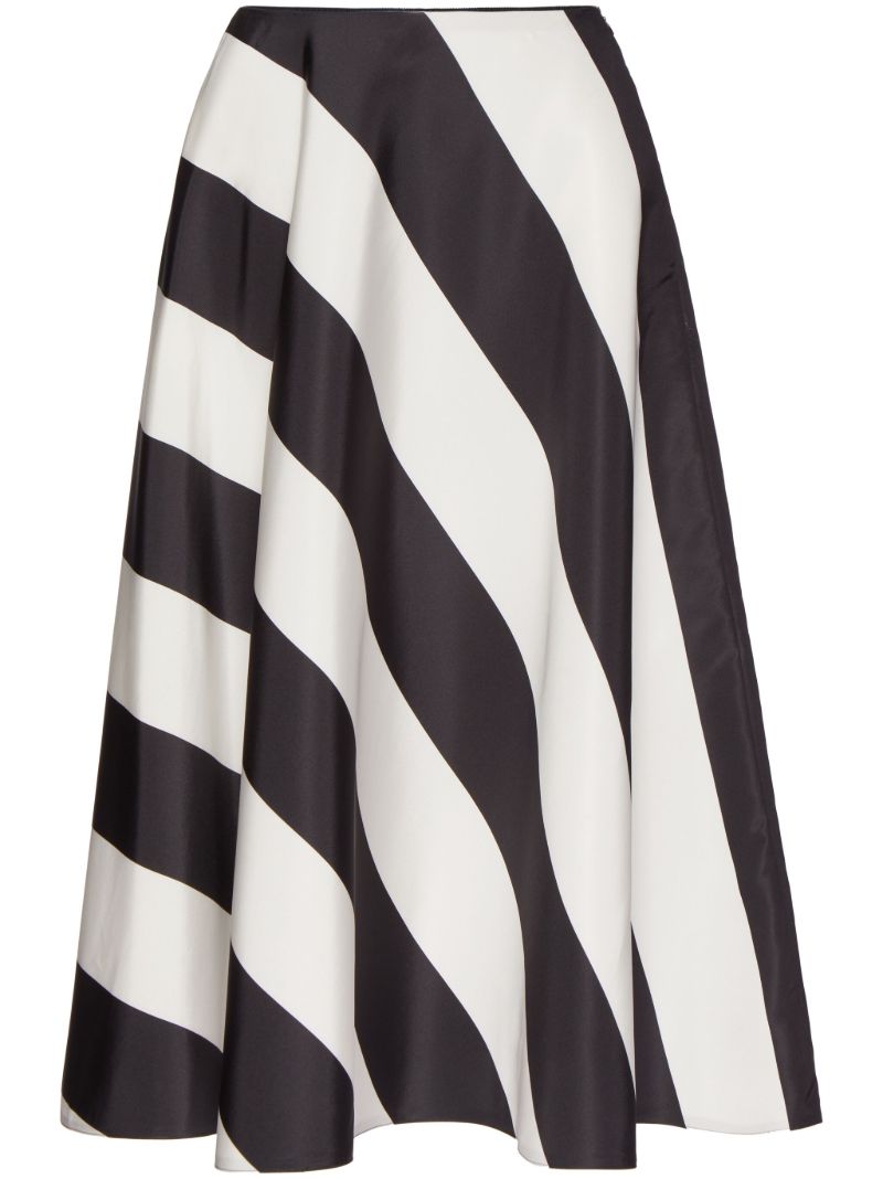 Black and White Striped Silk Skirt