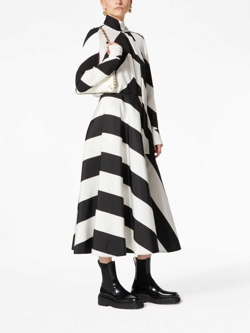 Black and White Striped Silk Skirt
