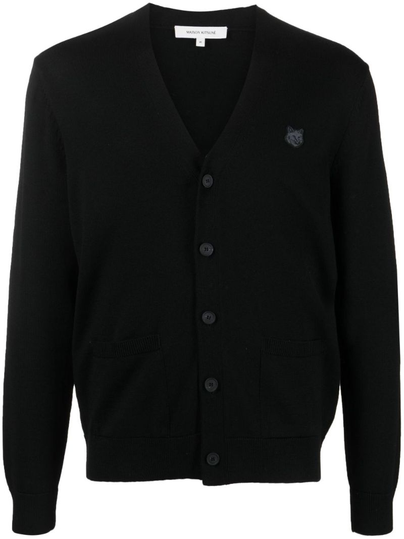 Black Bold Fox Wool Cardigan