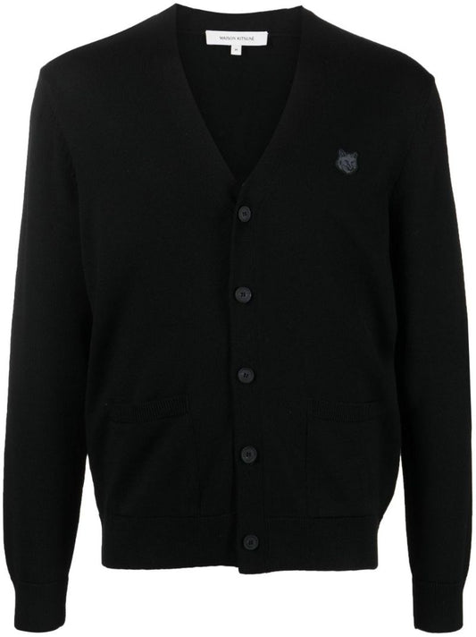 Black Bold Fox Wool Cardigan