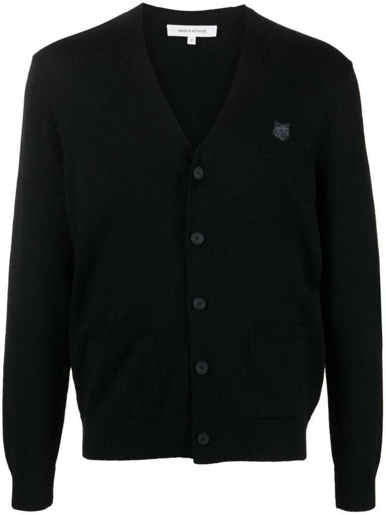 Black Bold Fox Wool Cardigan