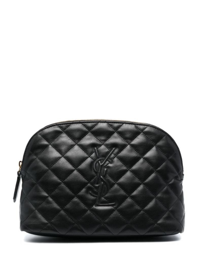 Black Quilted Leather Make-up Bag