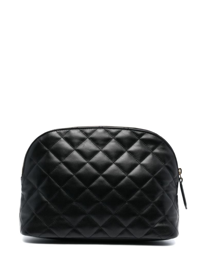 Black Quilted Leather Make-up Bag