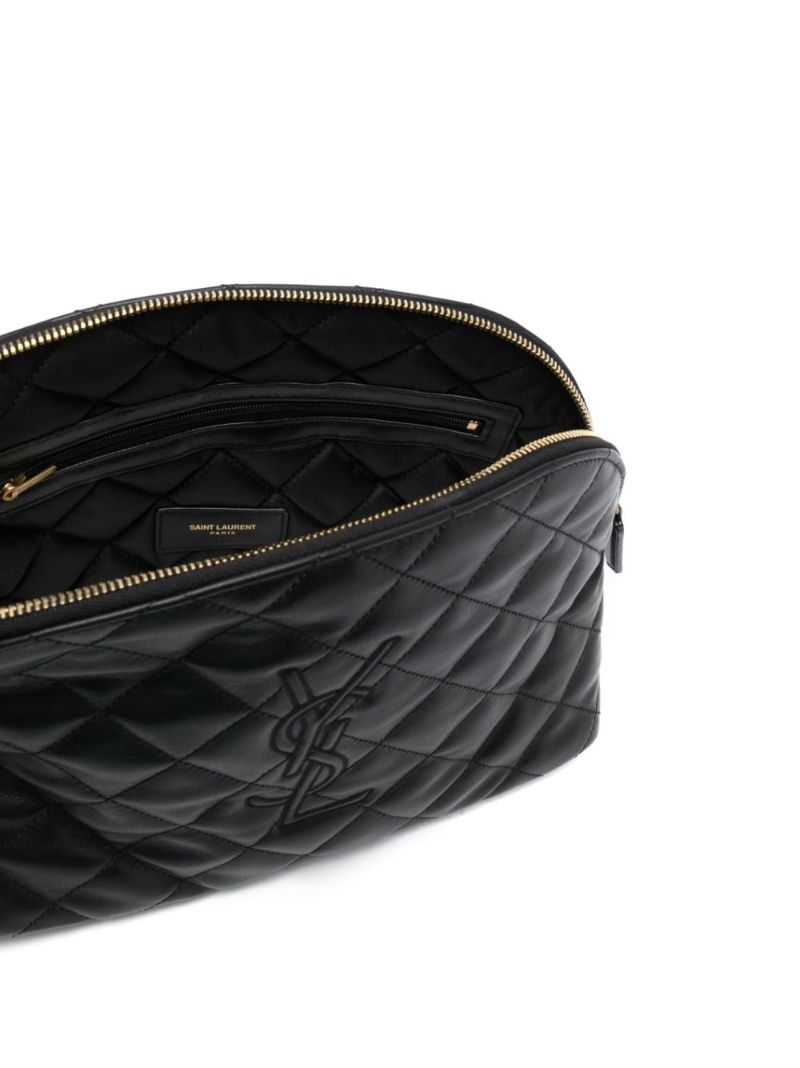 Black Quilted Leather Make-up Bag