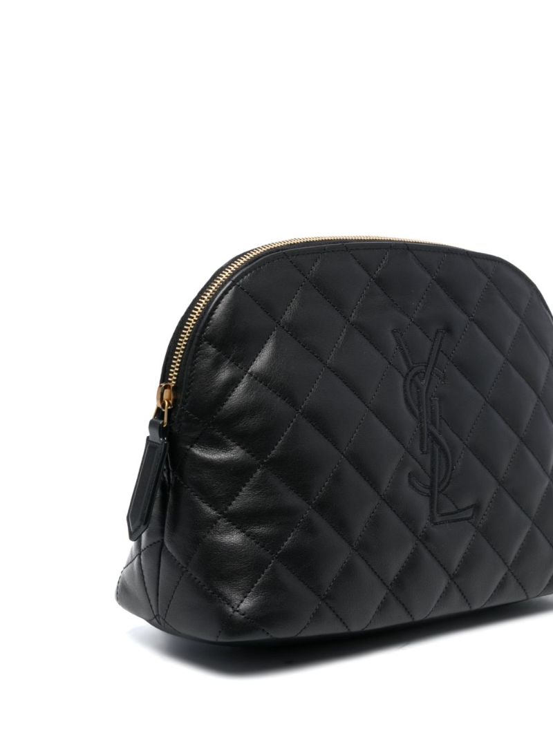Black Quilted Leather Make-up Bag