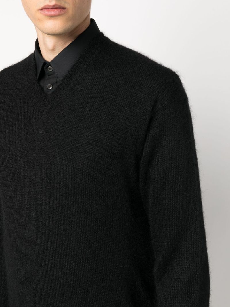 Black V-neck Mohair-blend Sweater