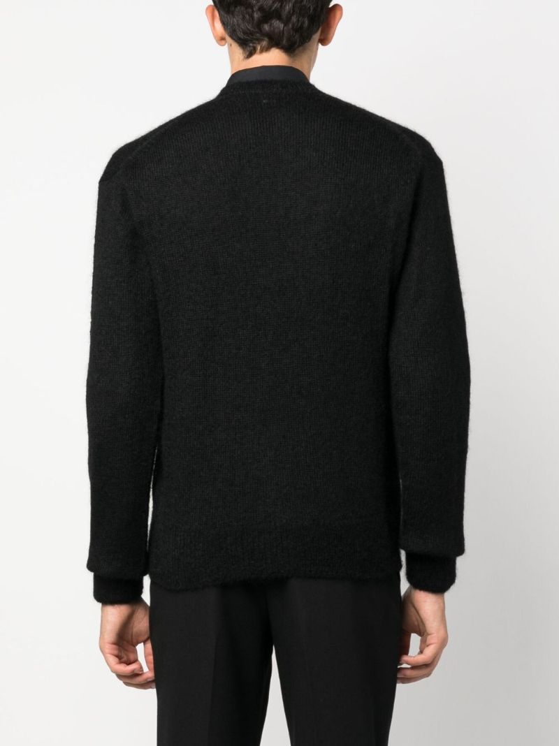 Black V-neck Mohair-blend Sweater