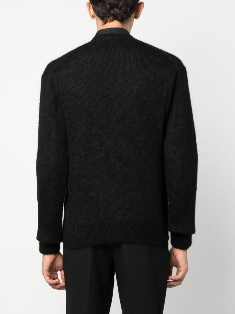 Black V-neck Mohair-blend Sweater
