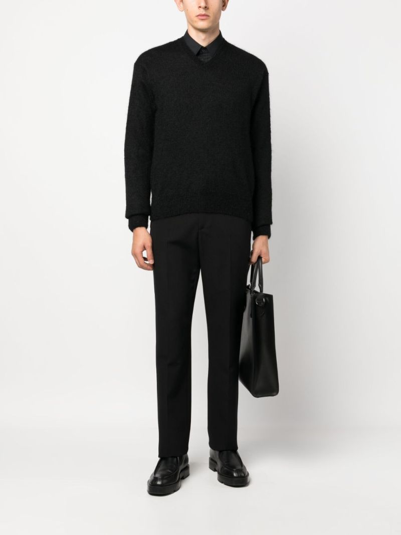 Black V-neck Mohair-blend Sweater