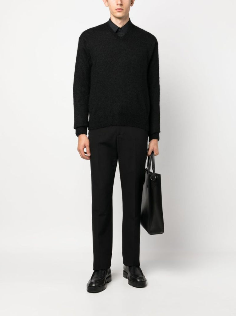 Black V-neck Mohair-blend Sweater