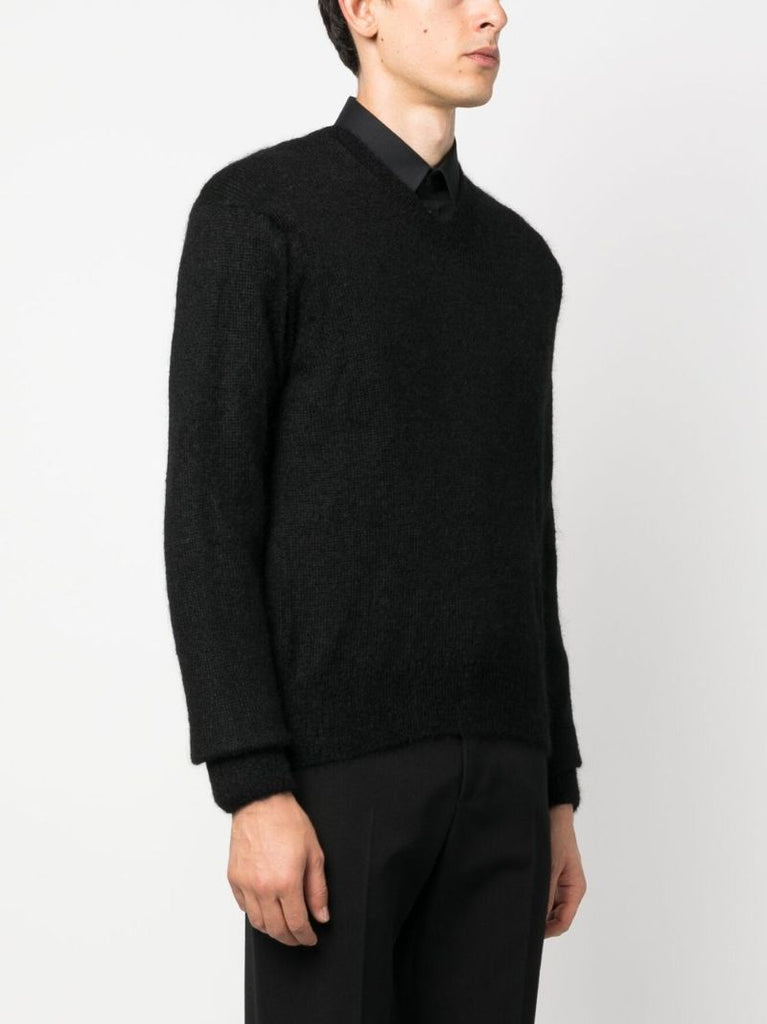 Black V-neck Mohair-blend Sweater