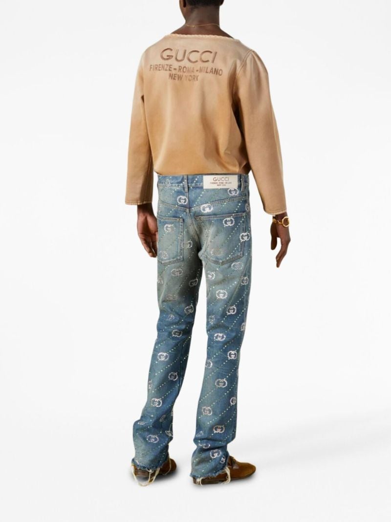 Brown Logo-embroidered Denim Top