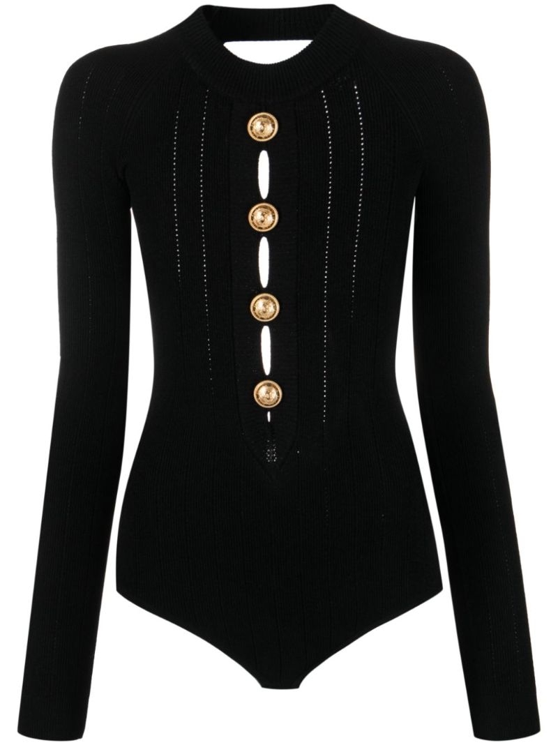 Black Cut-out Knitted Bodysuit