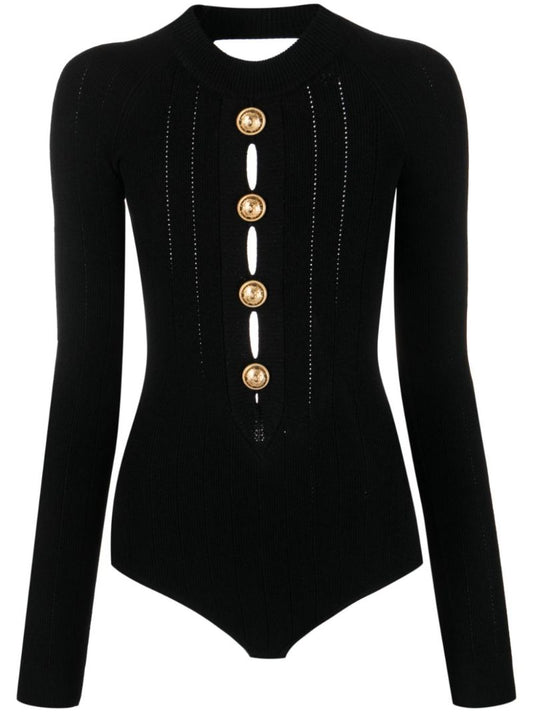 Black Cut-out Knitted Bodysuit