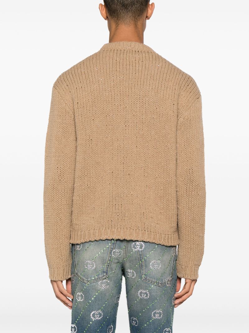 Brown Logo-intarsia Wool Sweater