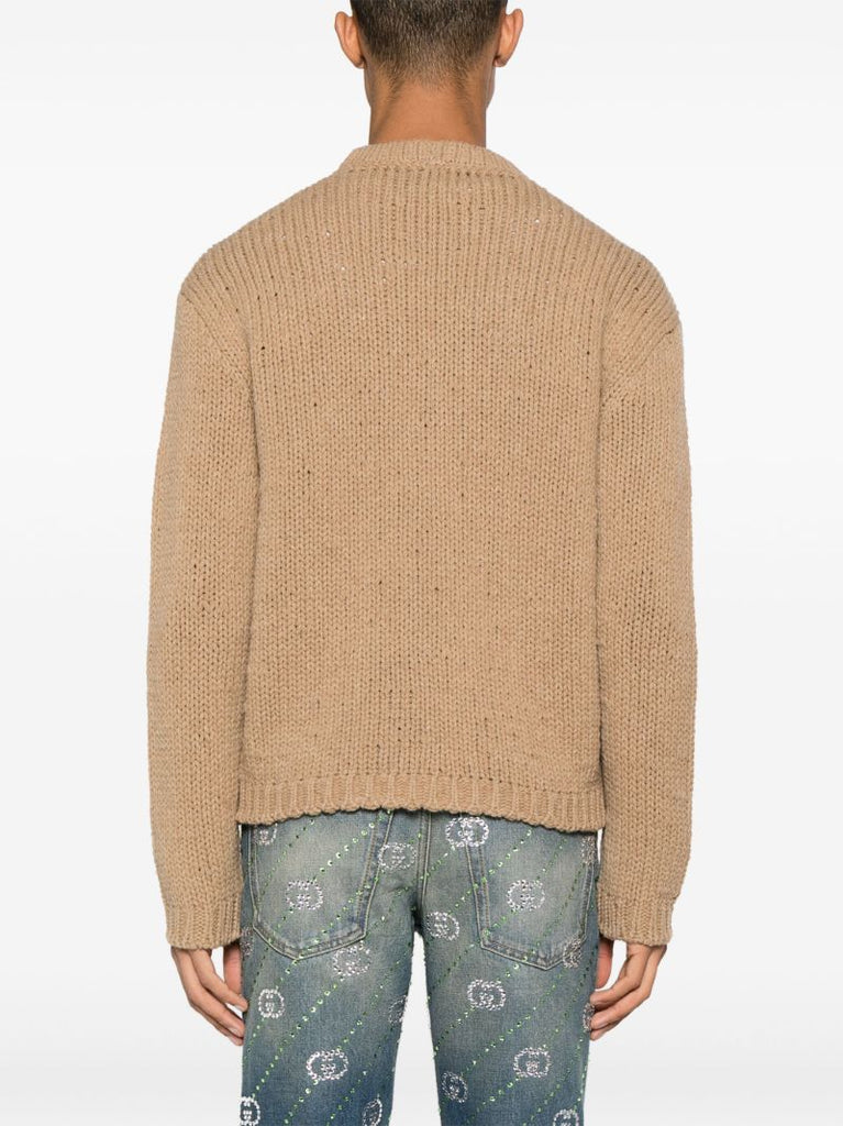 Brown Logo-intarsia Wool Sweater