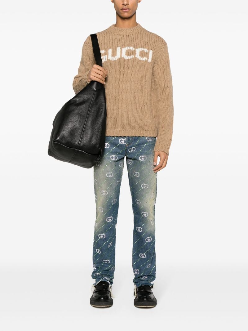 Brown Logo-intarsia Wool Sweater
