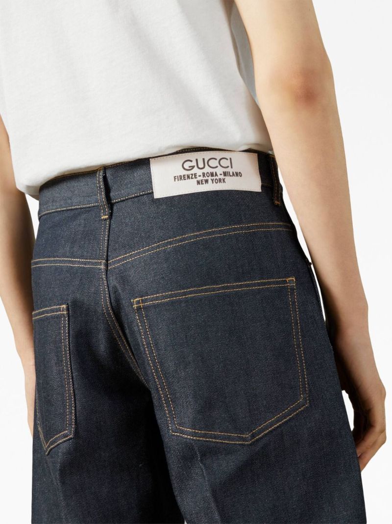 Blue Mid-rise Wide Jeans