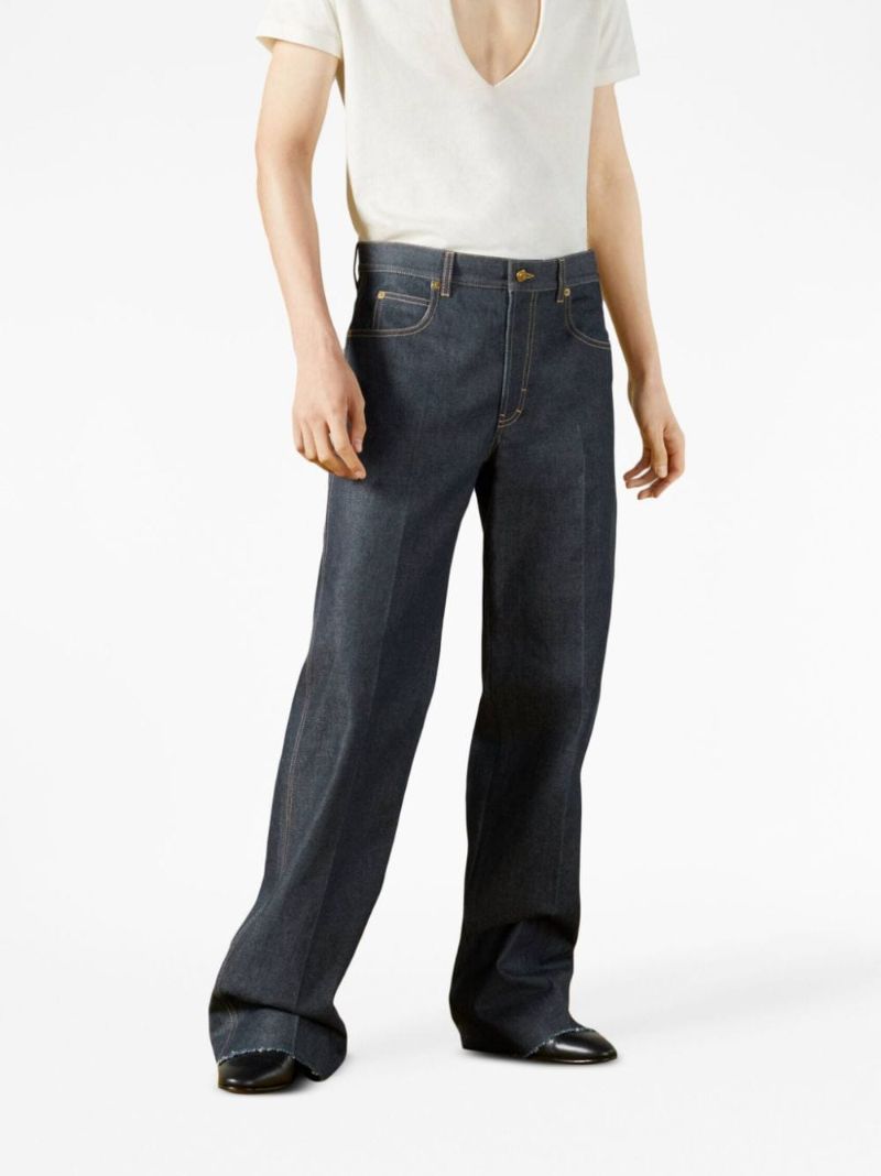 Blue Mid-rise Wide Jeans