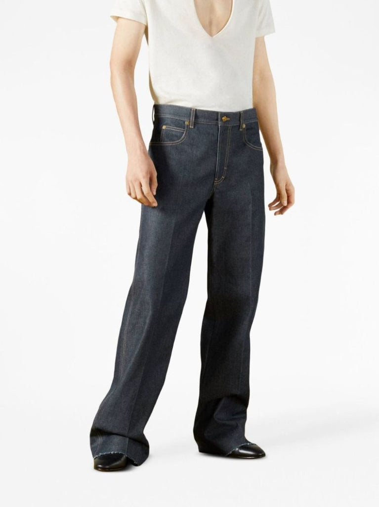 Blue Mid-rise Wide Jeans