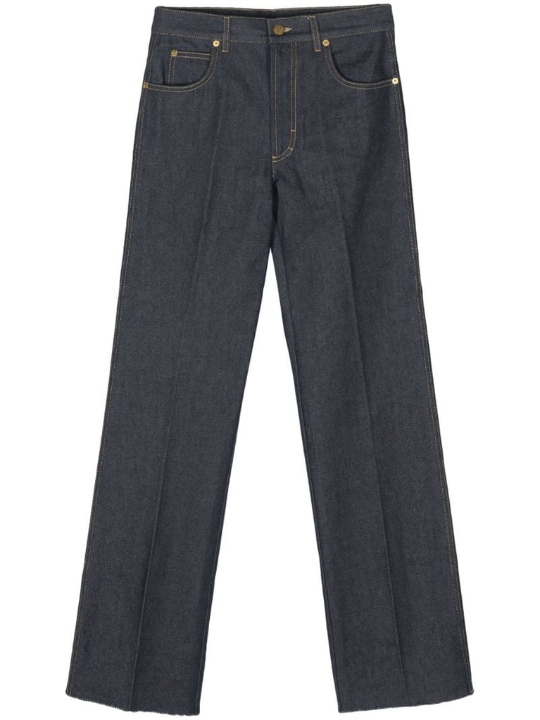 Blue Mid-rise Wide Jeans