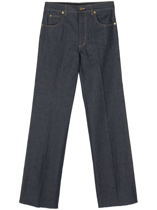 Blue Mid-rise Wide Jeans