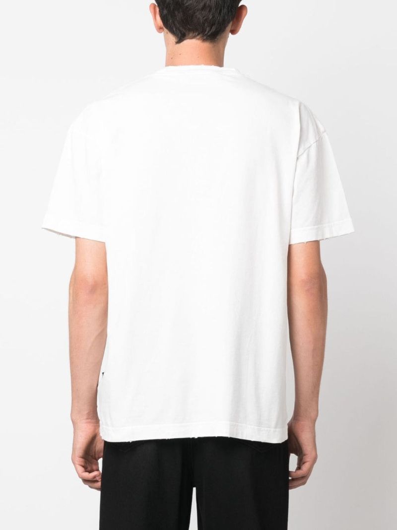 White Slogan Print Cotton T-shirt