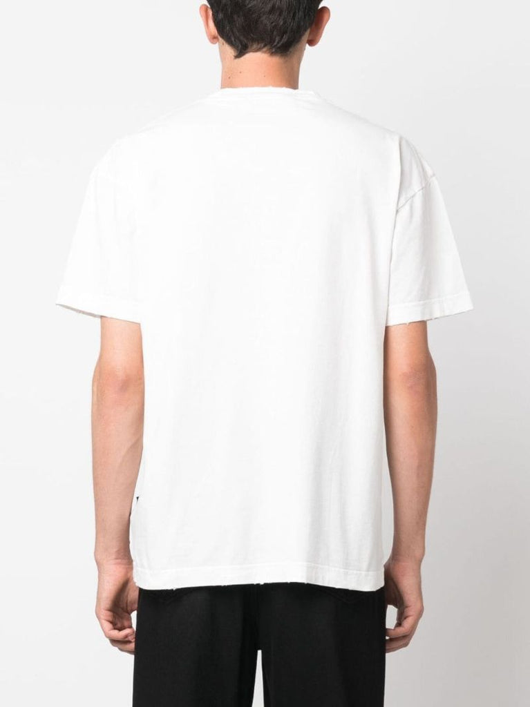 White Slogan Print Cotton T-shirt