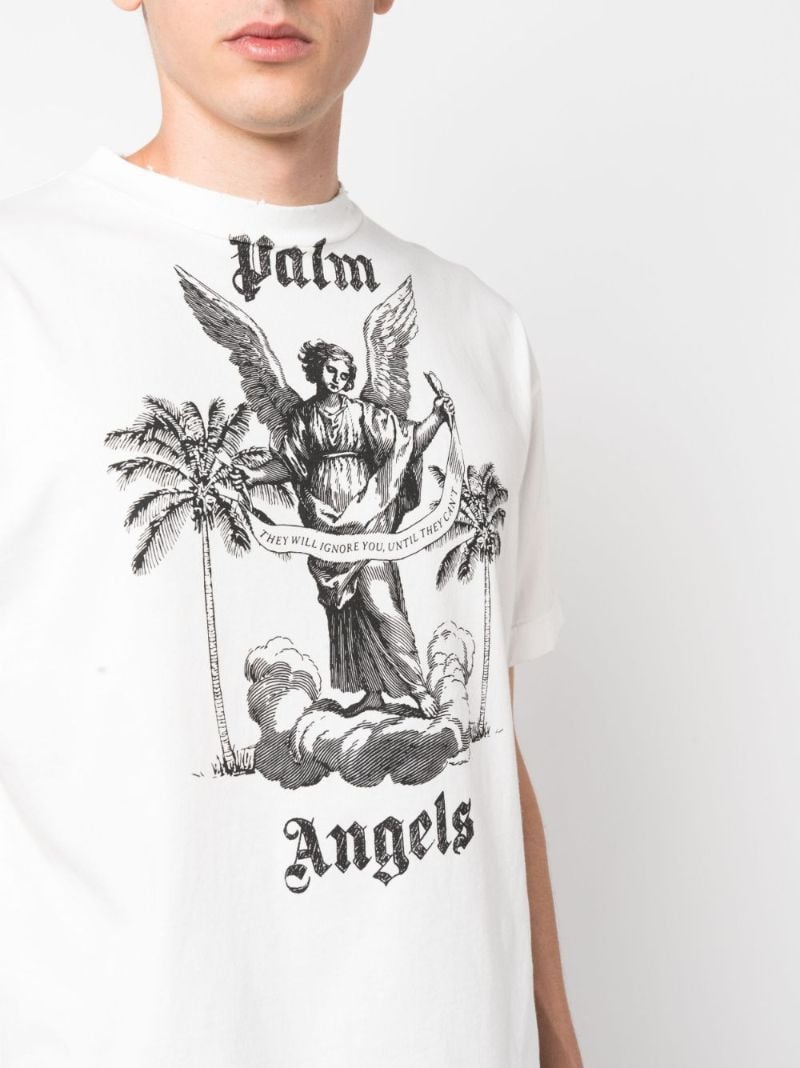 White Slogan Print Cotton T-shirt