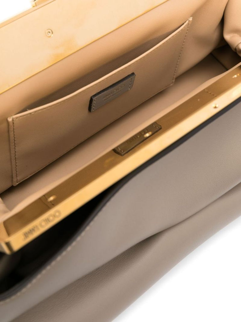 Brown Diamond Frame Leather Clutch