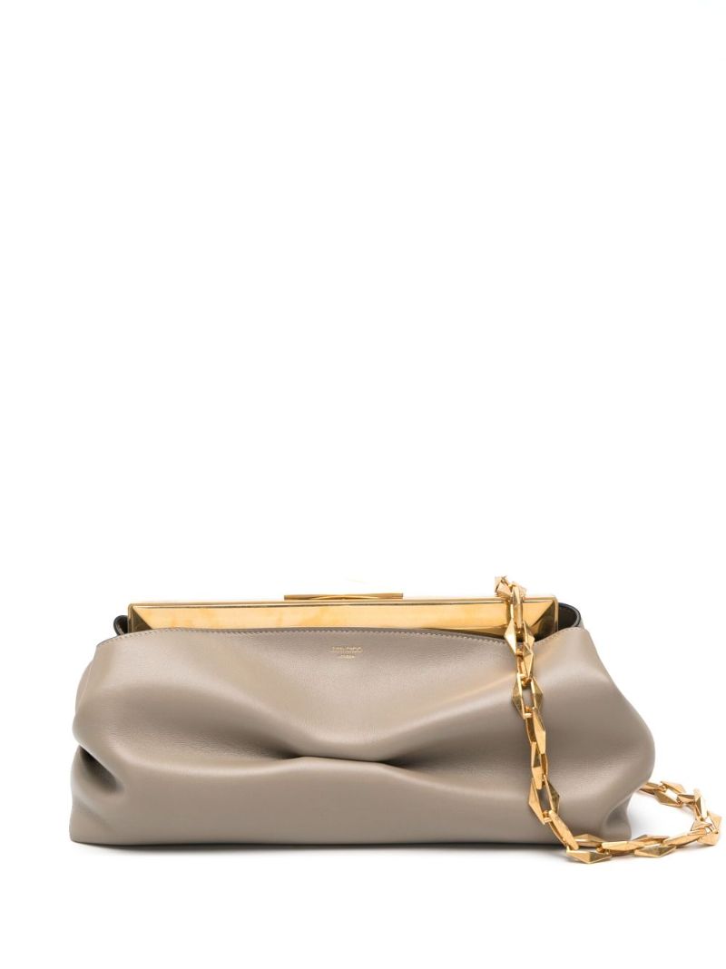 Brown Diamond Frame Leather Clutch