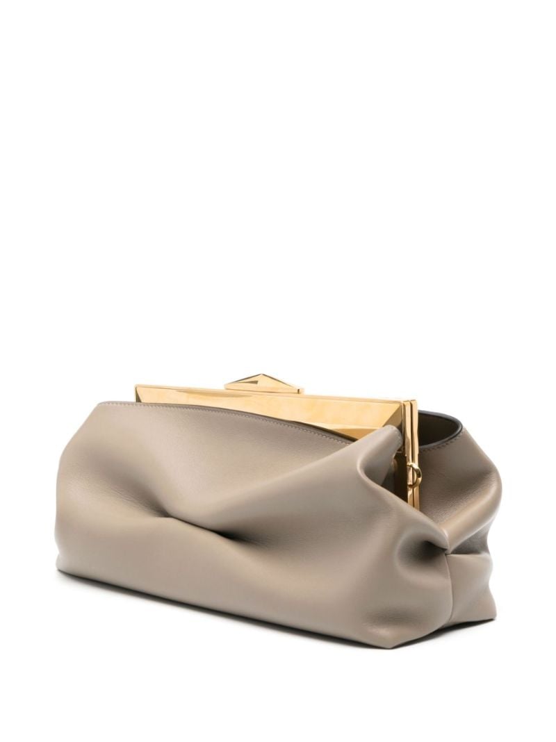 Brown Diamond Frame Leather Clutch