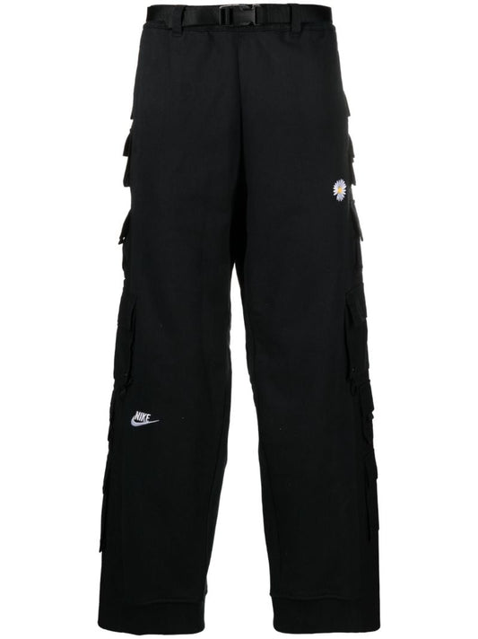 X Peaceminusone Black Straight Leg Cargo Trousers
