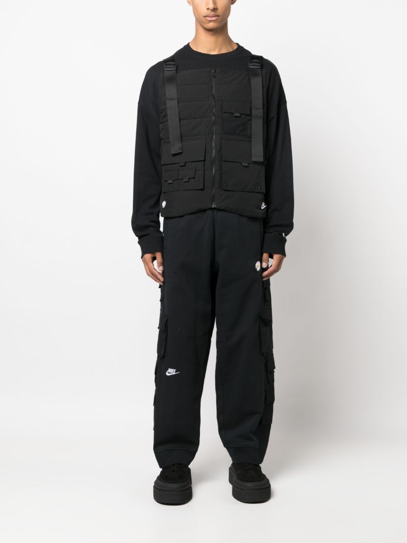 X Peaceminusone Black Straight Leg Cargo Trousers